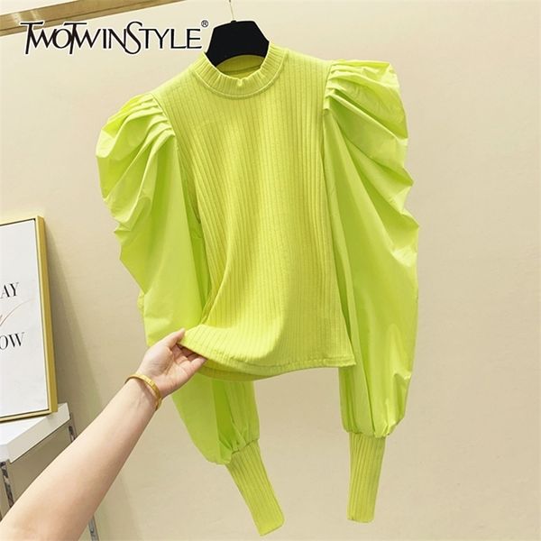 

casual pink knitted pullovers female o neck lantern sleeve elegant sweater fashionable clothing 210524, White;black