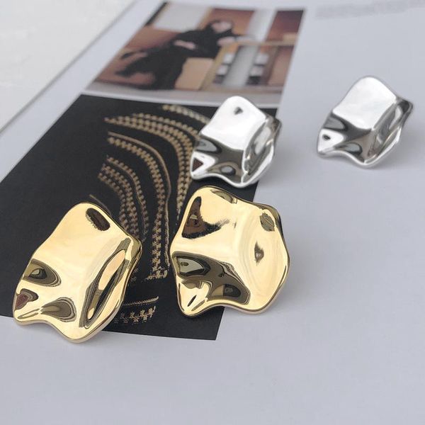 

stud earrings light-faced studded women's bump folds irregular design sense of small crowd in the same jewelry, Golden;silver