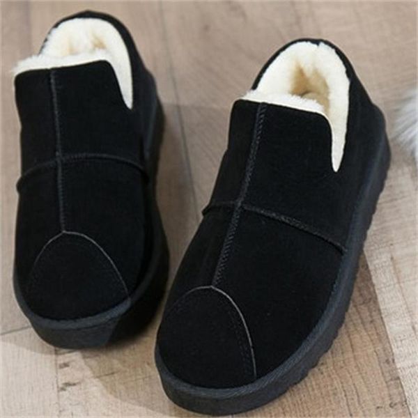 

boots 2021 winter warm fur snow with plush women light weight flat shoes for woman suede slip on short ankle boot shoe bottines, Black