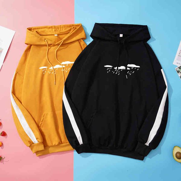 

women hoodie autumn spring oversized harajuku hoodies casual loose patchwork funny cloud printed kawaii clothes y2k women's sweatshirt, Black