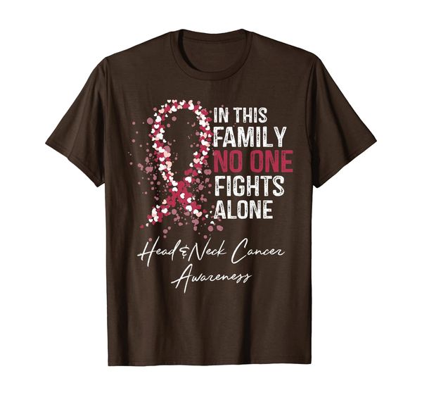 

in this family no one fights alone shirt head neck cancer, White;black