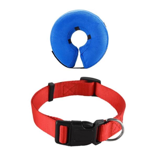 

dog collars & leashes adjustable nylon puppy collar with buckle and clip for lead (m, red) soft pet posrative recovery l