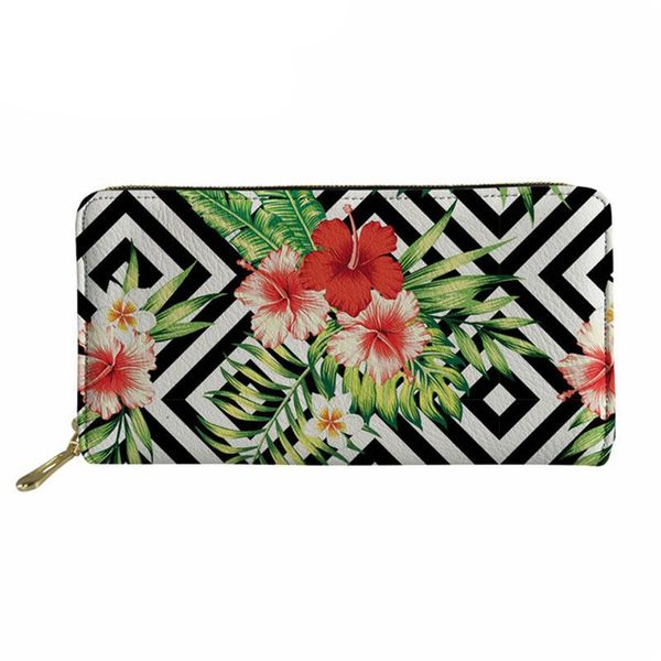 

wallets fashion for women flowers printing long pu leather purse ladies notecase money bags females wallet, Red;black