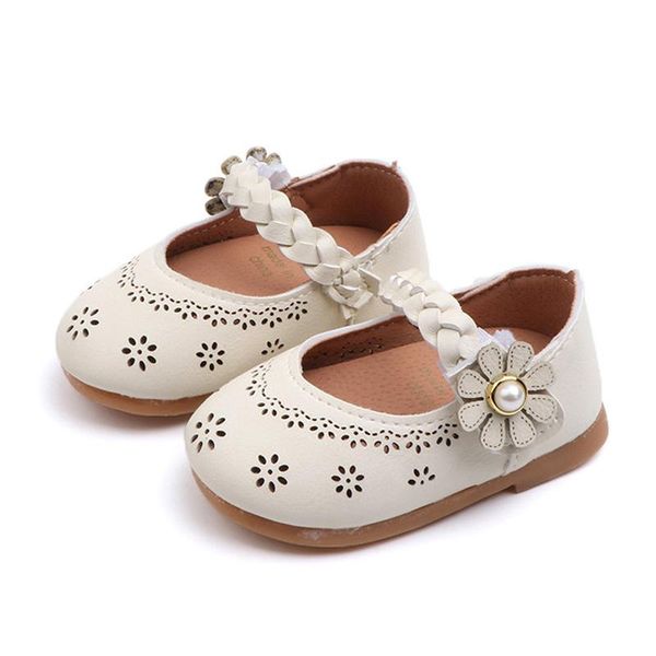 

first walkers baby leather girl walker breathable shoes infant flower soft soled non-slip footwear hollow design crib
