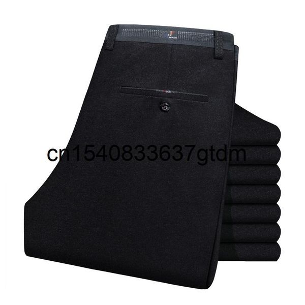 

winter thick men's plus size business casual pants fat trousers, Black