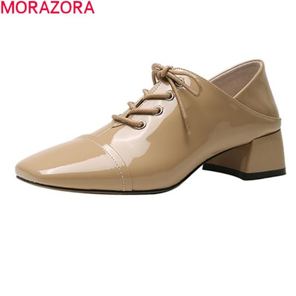 

dress shoes morazora 2021 arrival women pumps genuine leather ladies spring autumn solid color high heels, Black