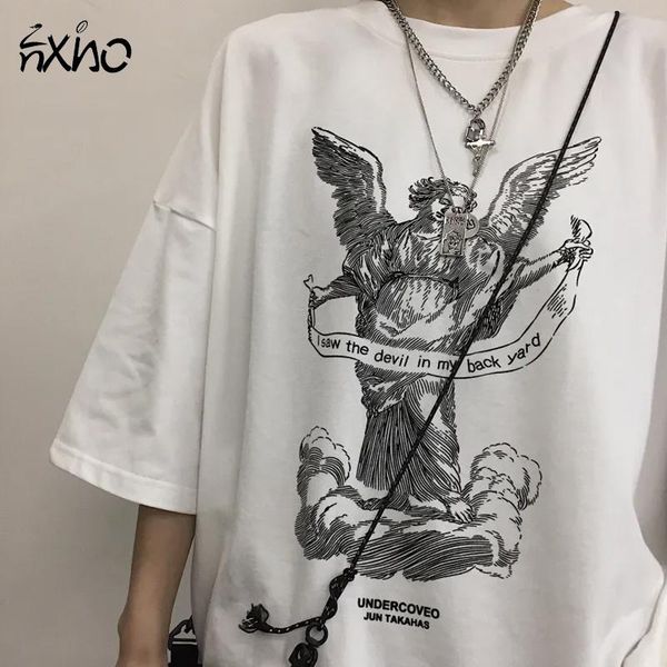 

women t-shirts oversize print tees cool girl 2021 summer fashion female short sleeves tshirt streetwear y2k t-shirt women's, White