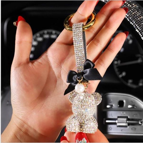 

keychains car keychain pendant ladies high-end creative interior accessories crystal key chain lanyard, Silver