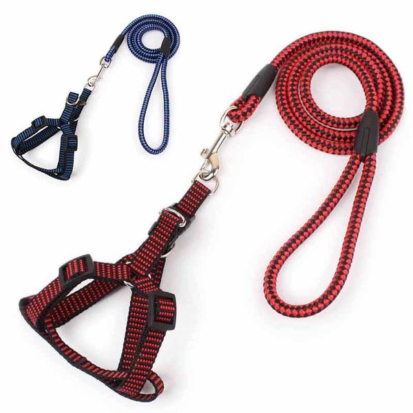 

dog collars & leashes adjustable nylon harness and leash set for small dogs pet cat puppy walking training round rope lead clearance sale