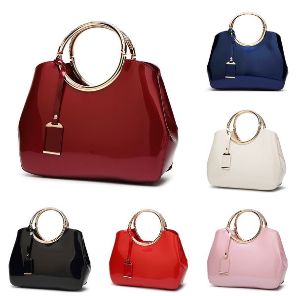 

one shoulder 2021 new women's style bright handbag luxury handbags, Black;red