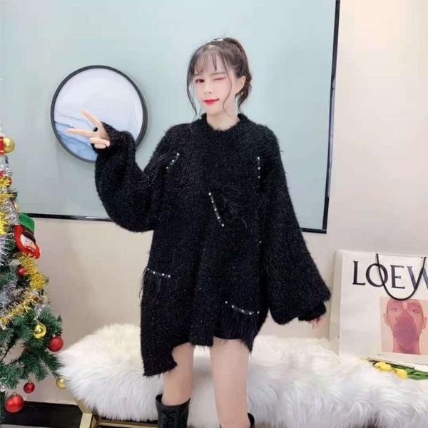 

women's sweaters oversize sweater autumn winter women casual knitted pullovers lady warm long sleeve plus size ol elegant t-shirt stre, White;black