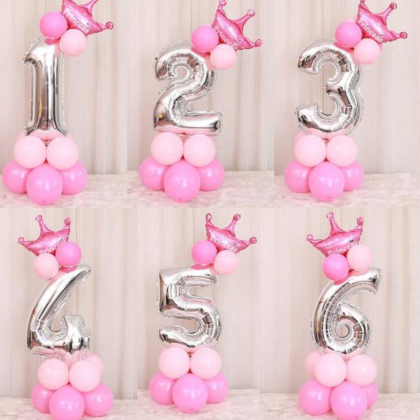 

party decoration mmqwec 32/40inch silver number foil birthday balloons set digit 0-9 crown helium air balloon boy or girl supplies