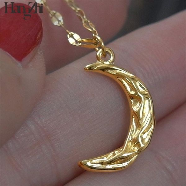 

trendy 316l titanium steel geometric irregular tin foil moon fold pendant necklace for women girl party jewellery necklaces, Silver
