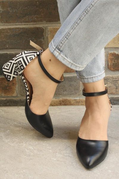 

dress shoes 2021 ladies pumpss high-heeled black ethnic patterned wrist-linked fashion stylish lady party women pumps