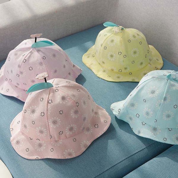 

xiaohua spring autumn baby sunshade hat children's personality basin, Blue;gray