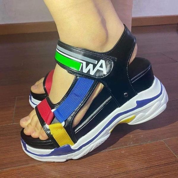 

designer casual sandals women wedges heels peep-toe platform shoes woman thick bottom, Black