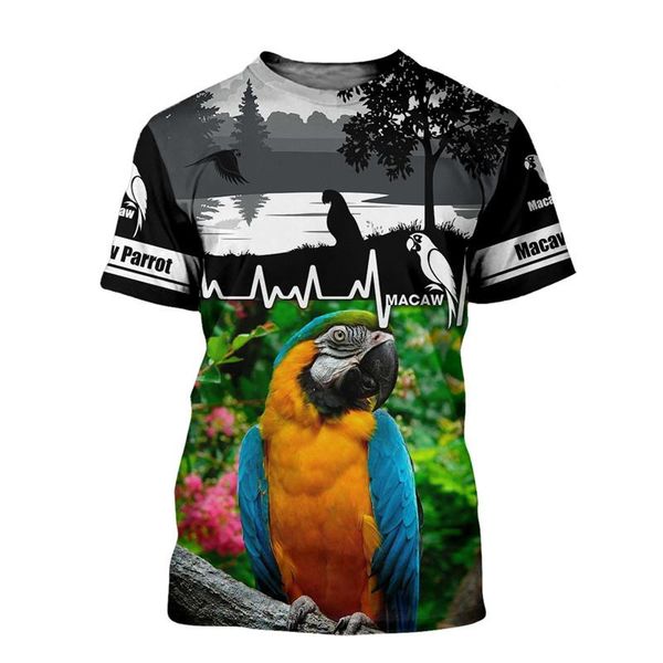 

men's t-shirts the most fashionable and cute love parrot 3d printing t-shirt summer beach casual harajuku short-sleeved top, White;black