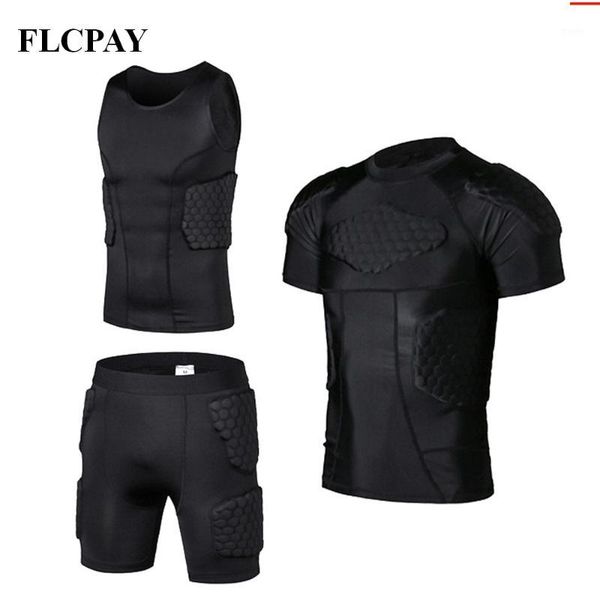 

honeycomb sports safety protection gear soccer goalkeeper jersey+shorts+ vests outdoor football padded gym clothes1, White;black