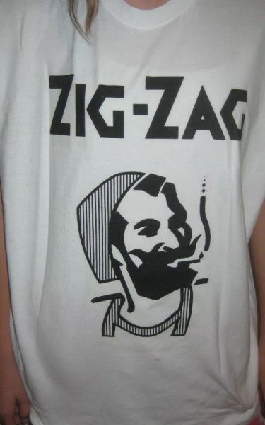 

zig zag smoking man 420 marijuana chronic t-shirt weed, White;black