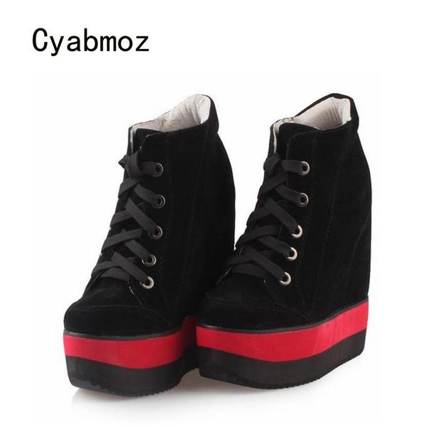 

dress shoes cyabmoz platform high heels thick bottom women woman height increasing ladies zapatos mujer tenis feminino, Black