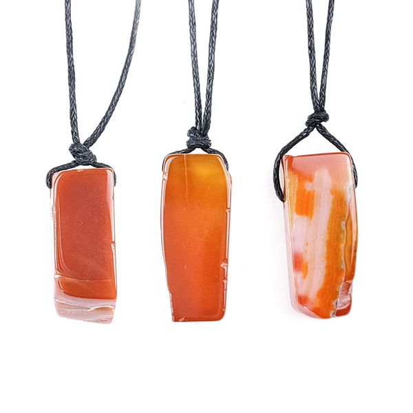 

irregular natural stone red agate handmade rope chain pendant necklaces for women men decor jewelry fashion accessories, Silver