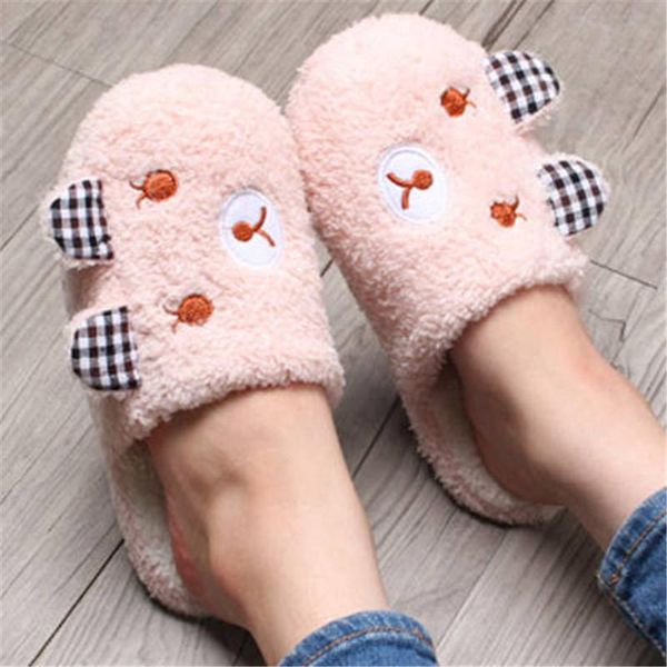 

slippers winter fluffy woman slipers animal ladies fuzzy plush fur warm slides indoor soft home female, Black