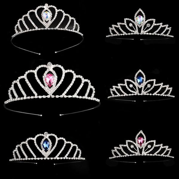 

hair clips & barrettes princess girl's tiara kids bride crown floral wedding bridal hairbands accesories golden jewelry headdress, Golden;silver