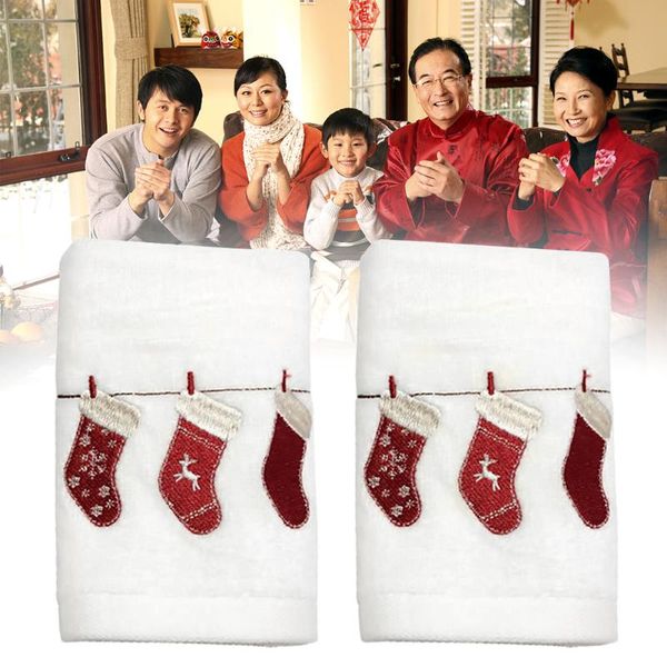 

towel 2pcs cute machine washable bathroom cotton blend home christmas pattern holiday embroidered daily water absorbent bath