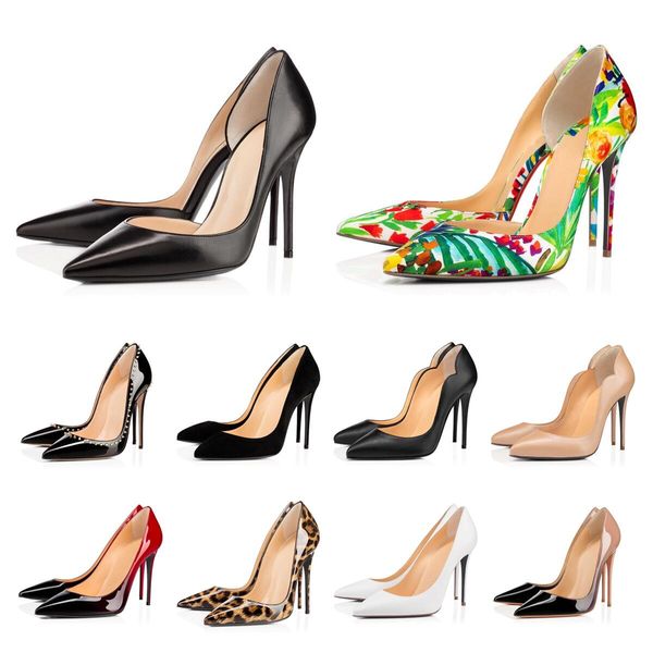 

red bottom women dress shoes wedding party high heel 8cm 10cm 12cm round pointed toes pumps casual size us 5, Black