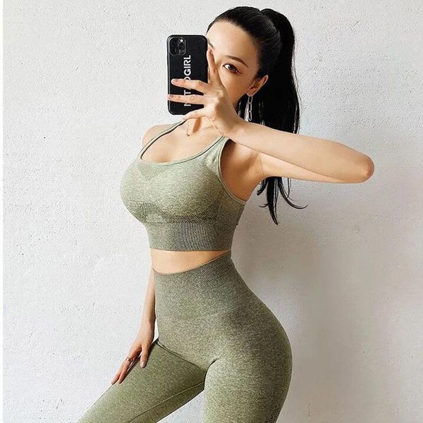 

gym seamless yoga set workout fitness clothing sport wear women gradient crop sports bra leggings suit female outfit