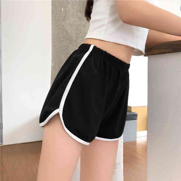 

summer elastic soft loose girls women short casual slim sports large s-3xl cotton, White;black