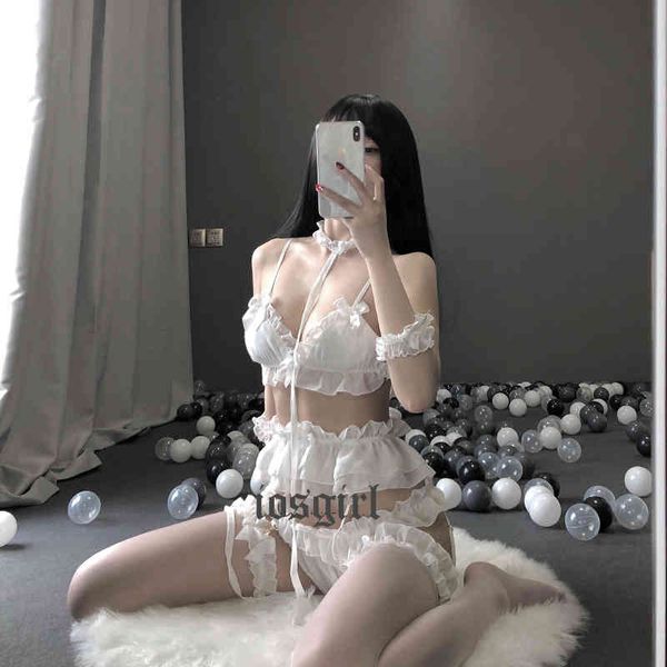 

bra ruffles lingerie girls lace underwear set bra + panties + garters +leg ring lace cute exotic apparel sleepwear, Red;black