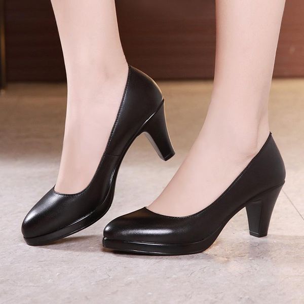 

dress shoes 2021 spring big size 32-43 platform shallow pumps women black white red wedding medium heel work office shoe