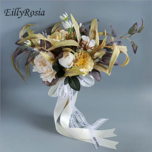 

wedding flowers eillyrosia ins style bridal bouquet artificial 2021 fall color oil painting flower decorations home