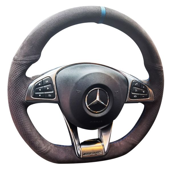 Adequado para Mercedes Benz AMG A35 C43 E53 S63 GLE G63 SUEDE HAND SEWN Capa de volante