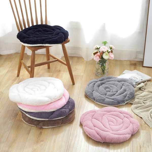 

chair covers creative 3d rose soft faux fur pillow cushion round seat home office bar sofa throw buttocks
