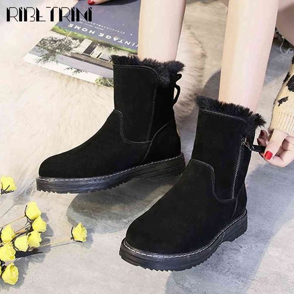

boots fashionable winter keep warm plush fur cosy skidproof sole walking outdoor snow boot women shoes boots female, Black