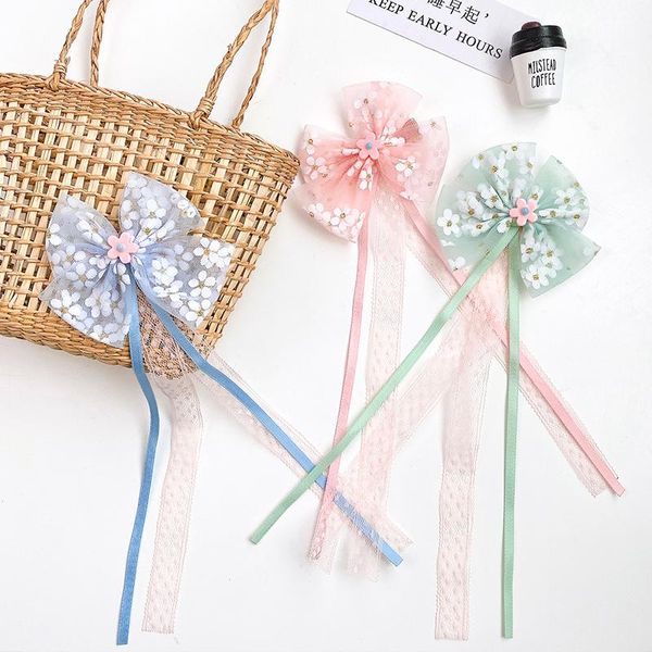 

hair accessories 2 pcs/set children cute sweet ribbon flower bow ornament clips girls lovely colors barrettes hairpins kids, Slivery;white