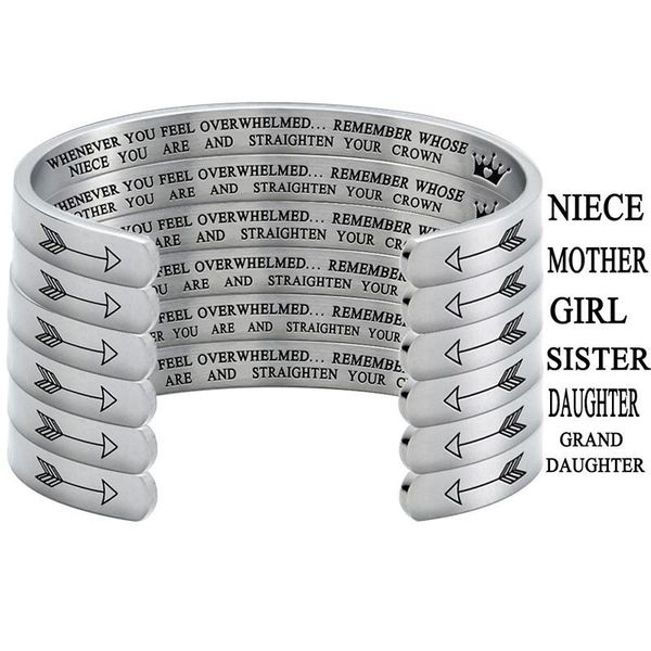 

inspirational text bracelet stainless steel c-shaped women's adjustable bangle jewelry charm gift for relatives and friends, Black