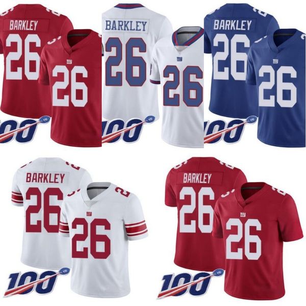 

new york giants men #26 saquon barkley women youth 100th jersey, Black;red