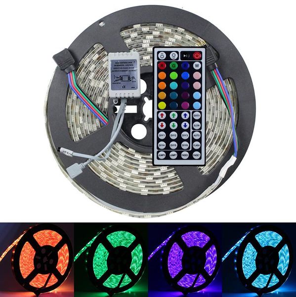 

kiwaterproof rgb led strip dc 12v 5m ribbon 300 tape flexible light decoration lamps with remote controller strips