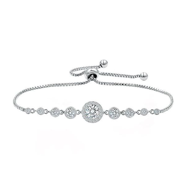 

link, chain women's round sliding buckle bracelet 3a zircon multi color dot fashion jewelry, Black