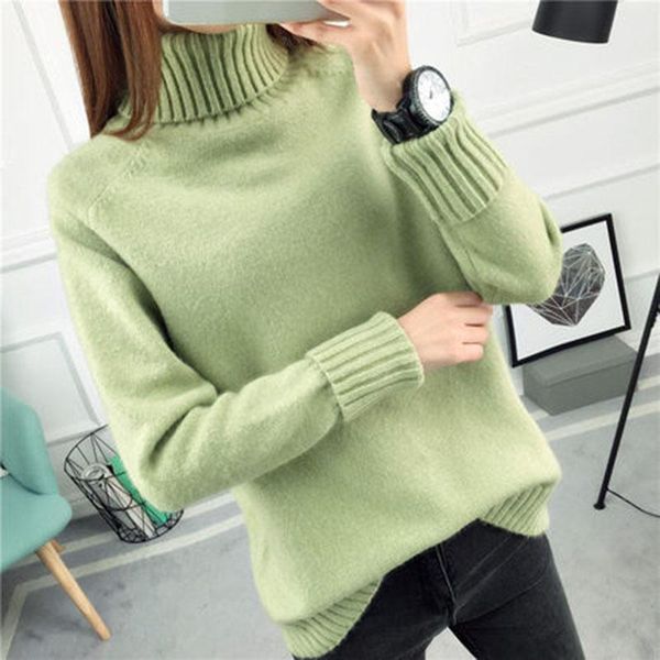 

women's sweaters women turtleneck autumn winter loose sweater 2021 long sleeve knitted and pullovers female jumper rq233, White;black