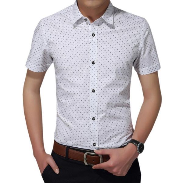 

men's casual shirts shirt cotton social short sleeve polka dot turn-over collar breathable solid color business aobg, White;black