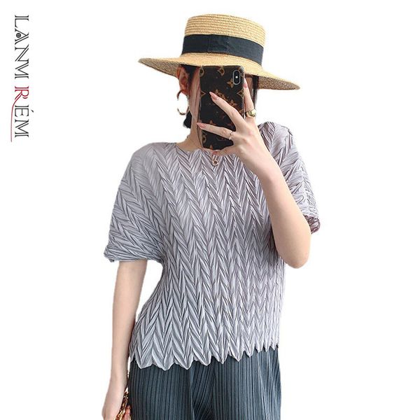 

women black folds big size t-shirt arrivals round neck short sleeve lady fashion all match summer 2e1978 210507, White