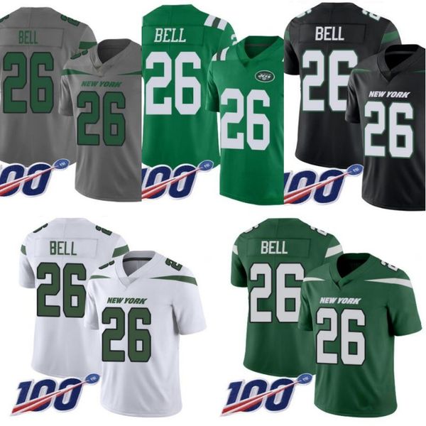 

new york jets men #26 le'veon bell women youth 100th jersey, Black;red