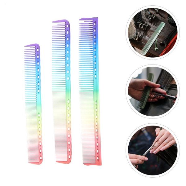 

hair brushes 3pcs rainbow color combs barber shop styling cutting, Silver
