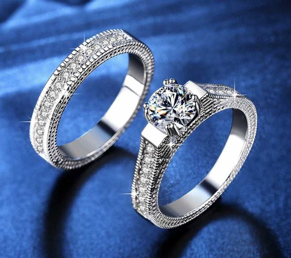 

wedding rings sweet and romantic couples ring women's ring, pair zircon for women jewelry super flash engagement hand accessories, Slivery;golden