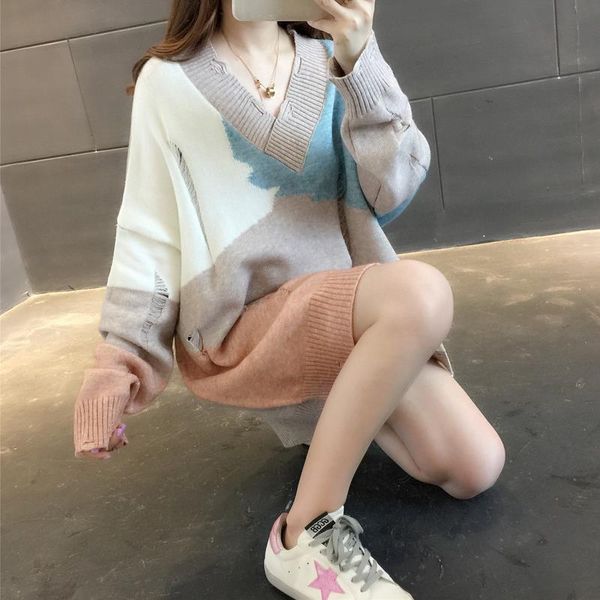 

autumn winter korean style contrast color sweater women long sleeve jumper pullover knitted sweaters pull femme c166 women's, White;black
