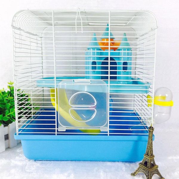 

pet guinea pig accessories hamster cage 2-layer non-slip portable small habitat slide colorful castle toy animal supplies